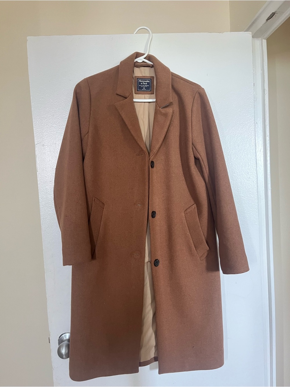 Abercrombie & Fitch Brown Wool-Blend Pea Coat